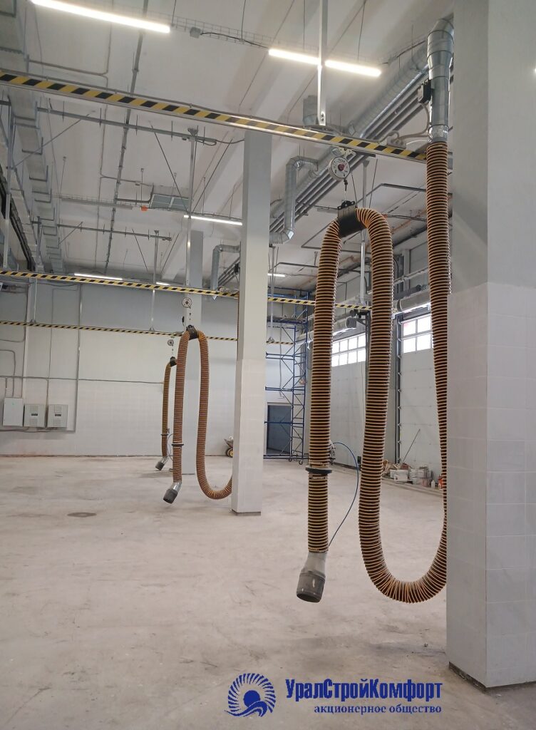 Вытяжка выхлопных газов в пожарном депо